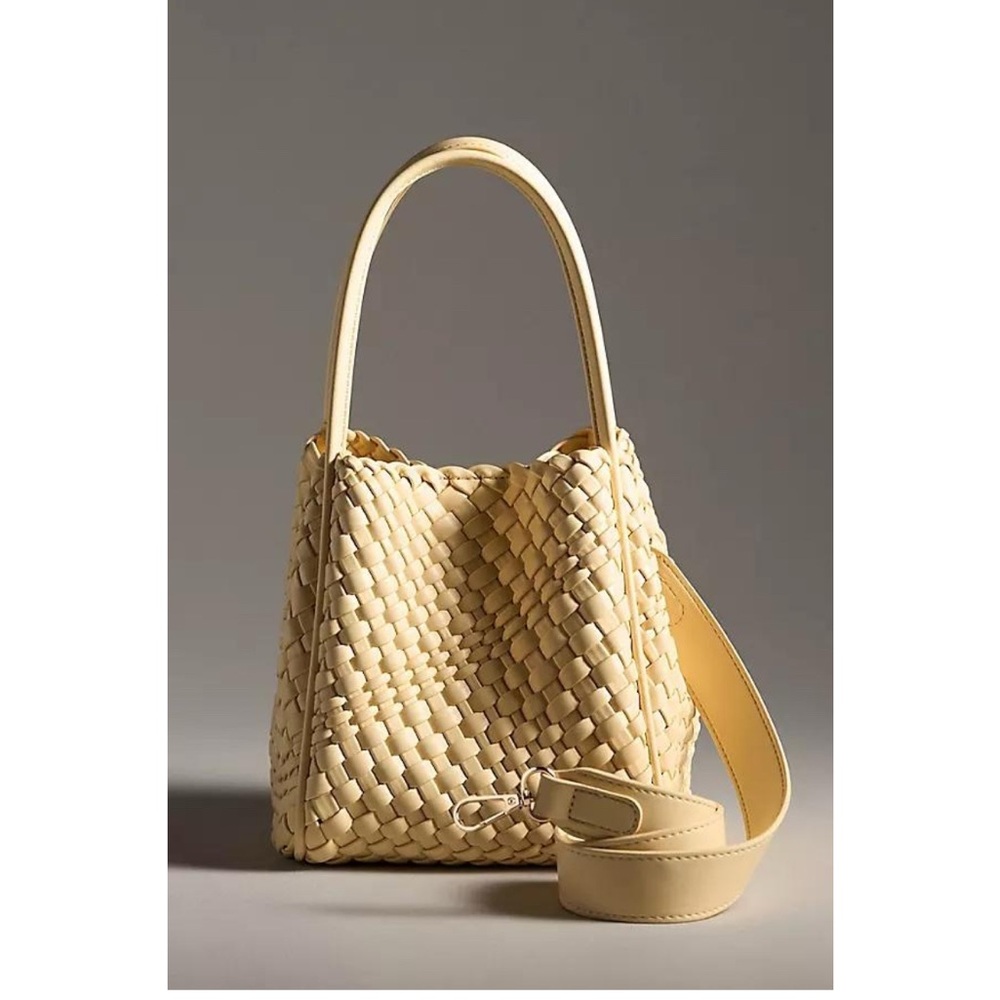 Anthropologie Hollace Woven mini Tote butter yellow